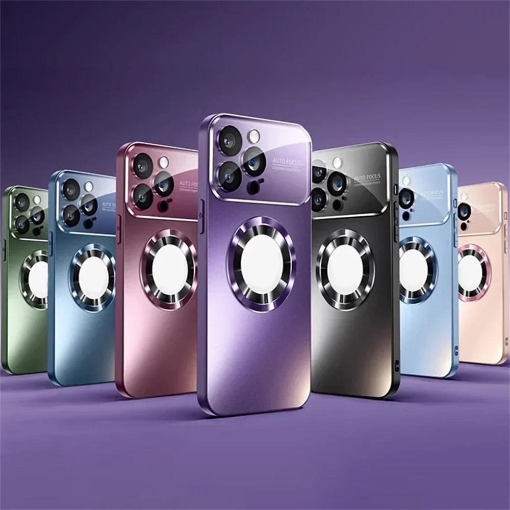 2025 جديد آيفون 16 15 14 زائد 13 12 11 برو ماكس جراب هاتف Magsafe المغناطيسي ماتي واضح يتعرض شعار غطاء Funda