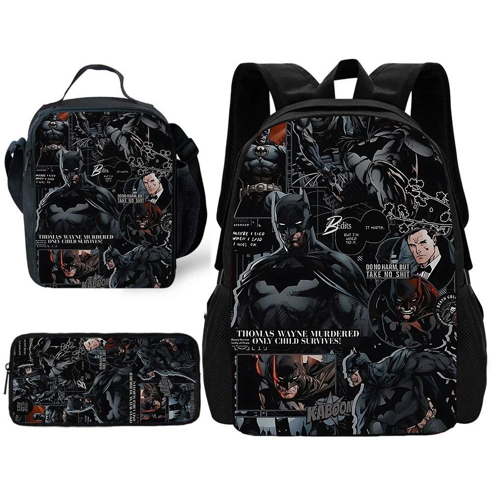 Детский школьный рюкзак с героями мультфильмов, крутые B-Batmans с сумками для обеда, сумками-карандашами, школьными сумками для мальчиков и девочек, лучший подарок