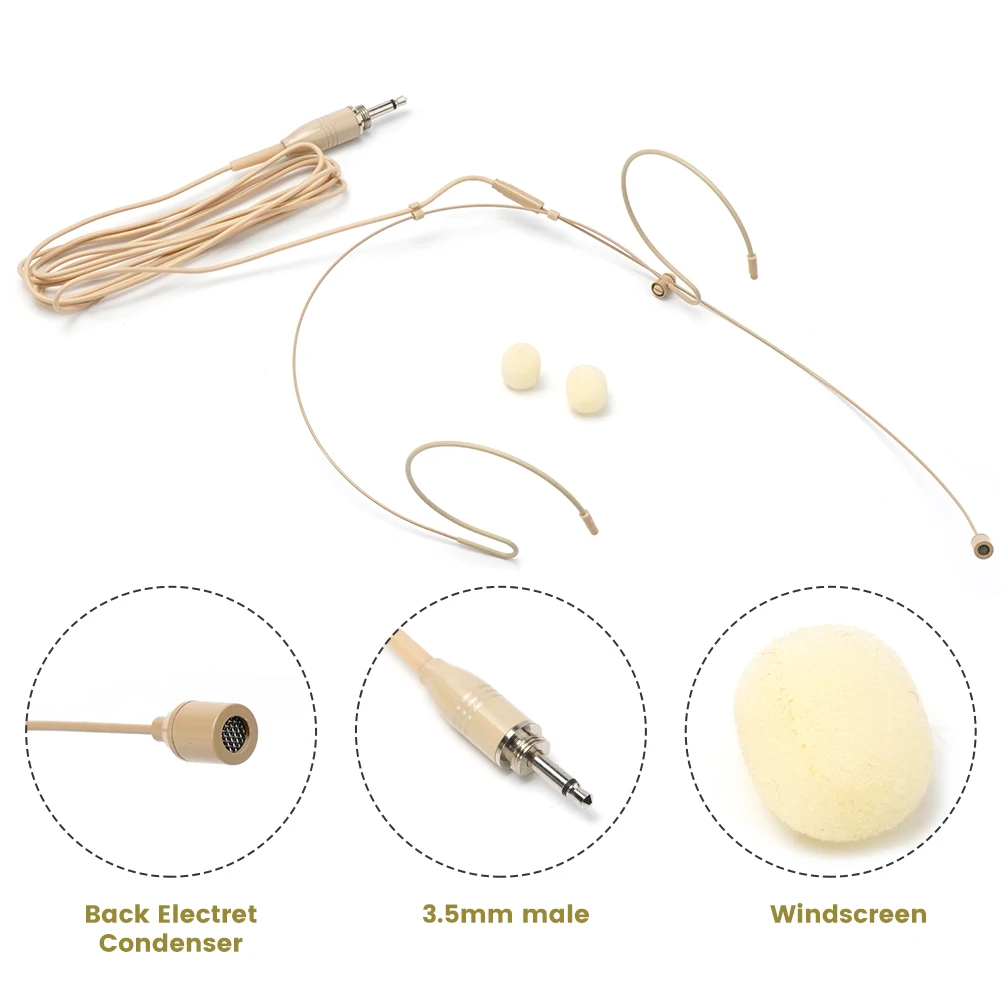 베이지색 이중 귀고리 헤드셋 마이크 헤드 마이크 3 핀 AKG 4 핀 XLR 플러그 ForShure 무선 마이크 커버 액세서리