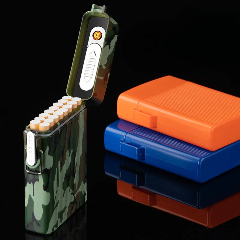 Recently Hot Selling New Creative 16-pack Rechargeable Cigarette Case Outdoor Portable Sealed Waterproof Cigarette Case Lighter