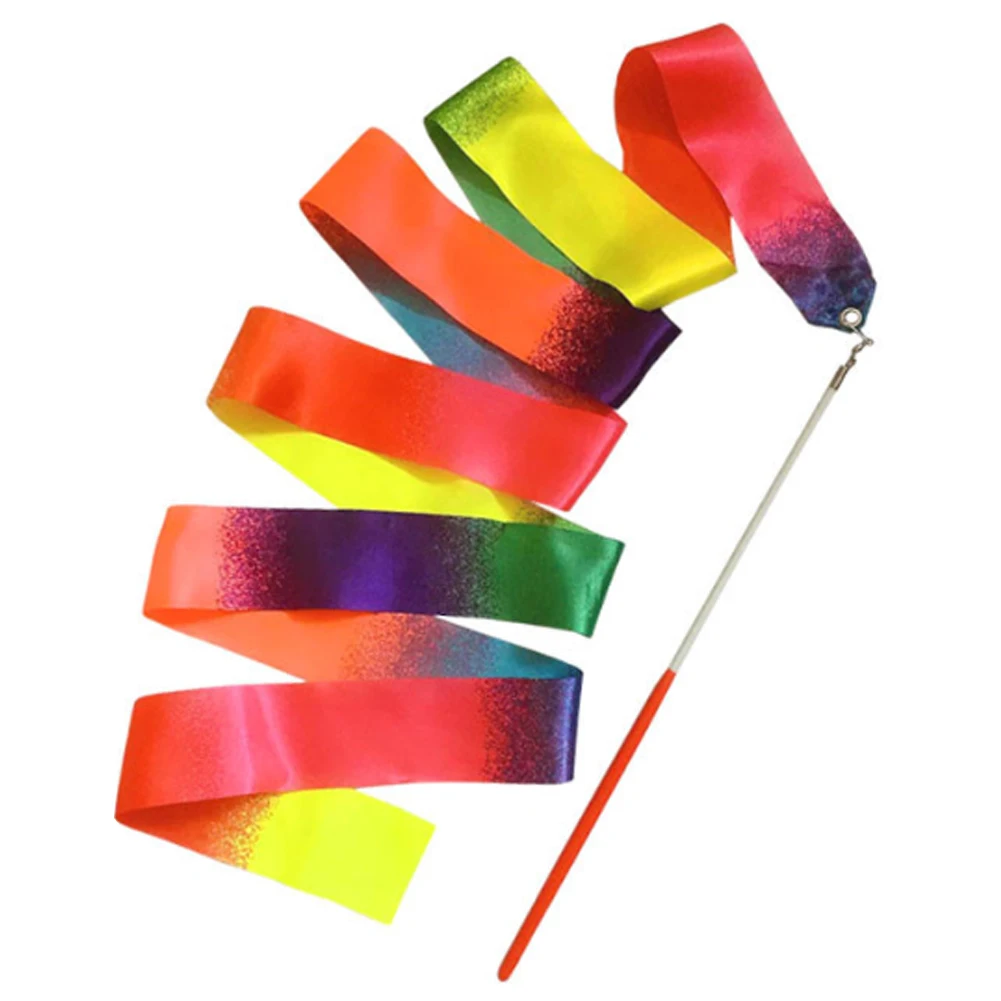 Cintas de gimnasia de 2m con mango, cintas de gimnasia rítmica, ojal de Metal, cintas giratorias artísticas para decoraciones navideñas