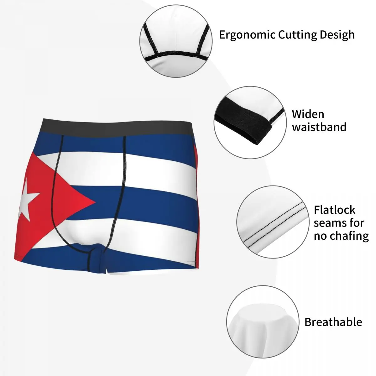 National Flag Cuba Underpants Breathbale Panties Male Underwear Print Shorts Boxer Briefs