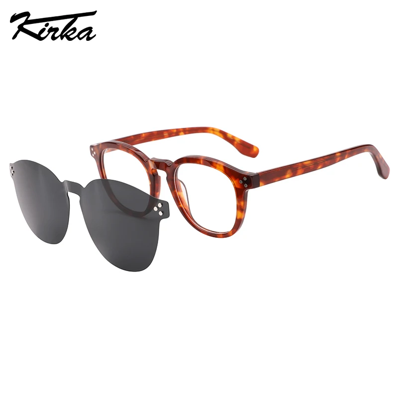 Kirka Unisex Polarized Sunglasses Magnetic Clip On Acetate Oval Sun Glasses Layer Man Goggles Sunglasses 5 Colors WD1334S