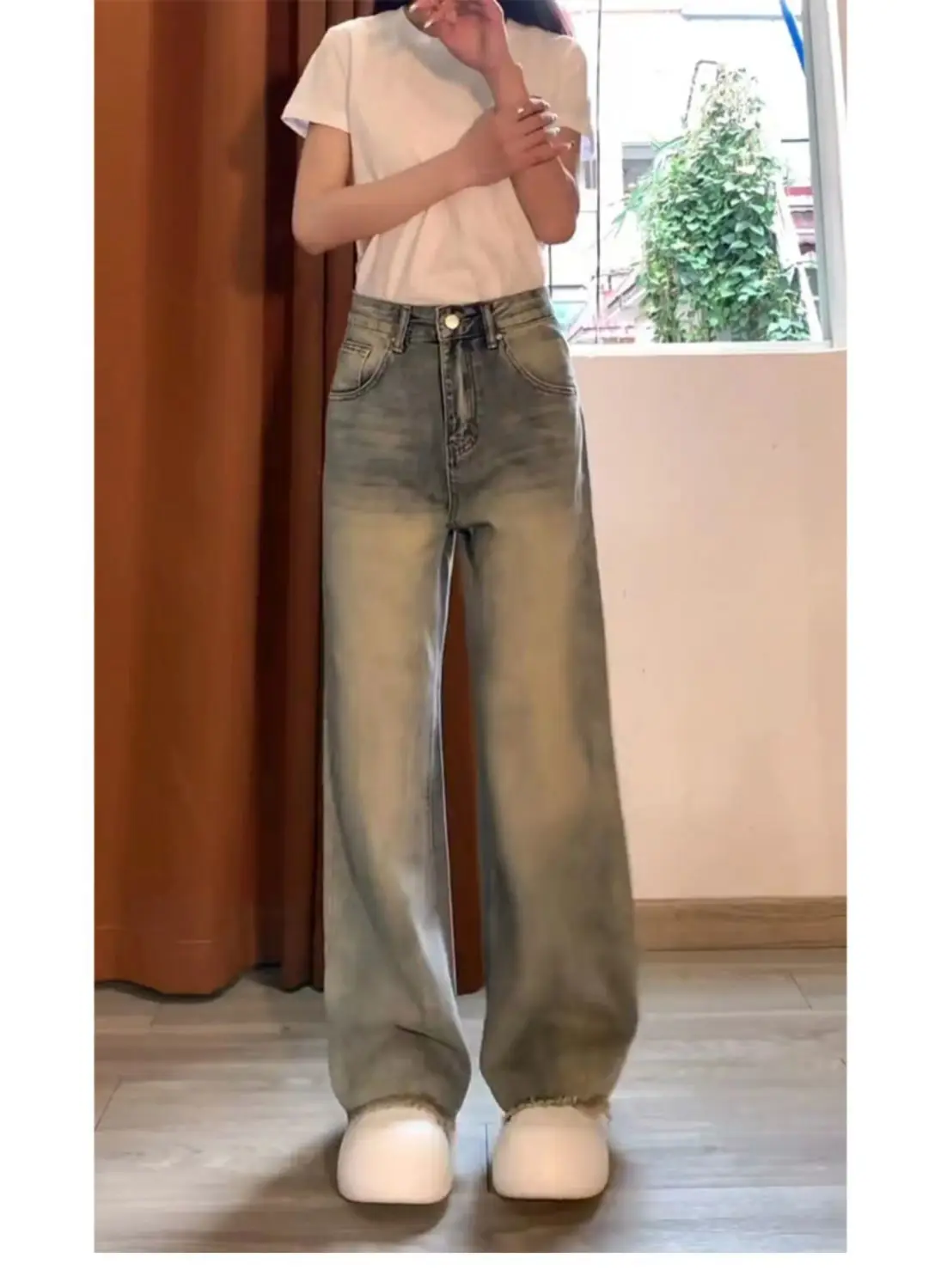 Dames Palazzo Jeans Cargotassen Multi Pocket Utility Werkkleding Militair Camouflage Denim Street Style Basic Herfst Winterkleding