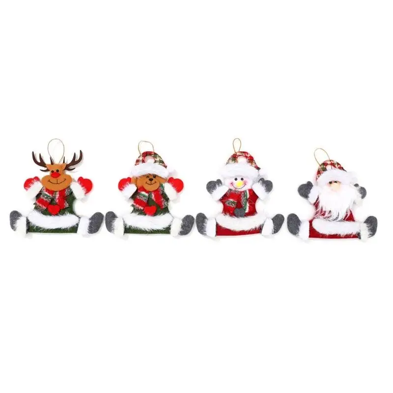 

G6KF 4 Pcs Sitting Doll Pendant Hanging Ornament Christmas Tree Decorations For Party