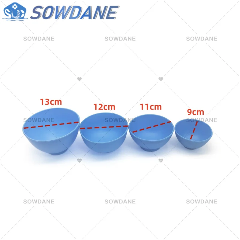 4pcs Dental Lab Silicone Flexible Rubber Mixing Bowl Material Spatule For Oral Hygiene Teeth Whitening Tool Blue Color