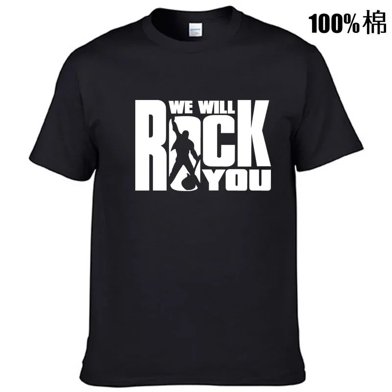 

2022 Summer Queen We Will Rock You T Shirt Men Cool Printed Rock Band T-shirt Short Sleeve Cotton Rock Roll Tops