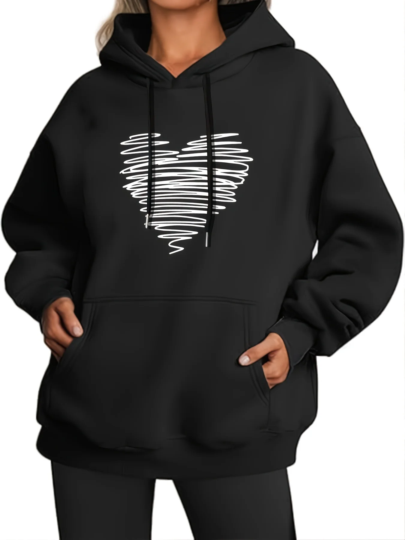 

Осенние и зимние хлопковые мужские и женские толстовки с графическим принтом в виде сердца, повседневные уличные спортивные тренировочные брендовые тренды