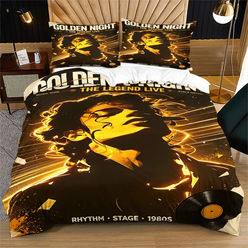 Pop Icon Michael Jackson Duvet Cover Set Cozy King Of Pop Stage Print Quilt Cover Set Fashion Legend Bedding Set Home Decor Gift