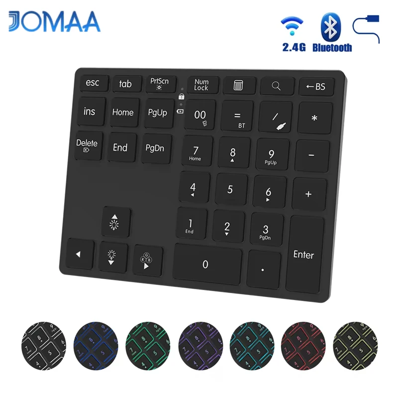 

JOMAA 2,4G Bluetooth цифровая клавиатура беспроводная перезаряжаемая цифровая клавиатура для iPad ноутбука проводная цифровая клавиатура