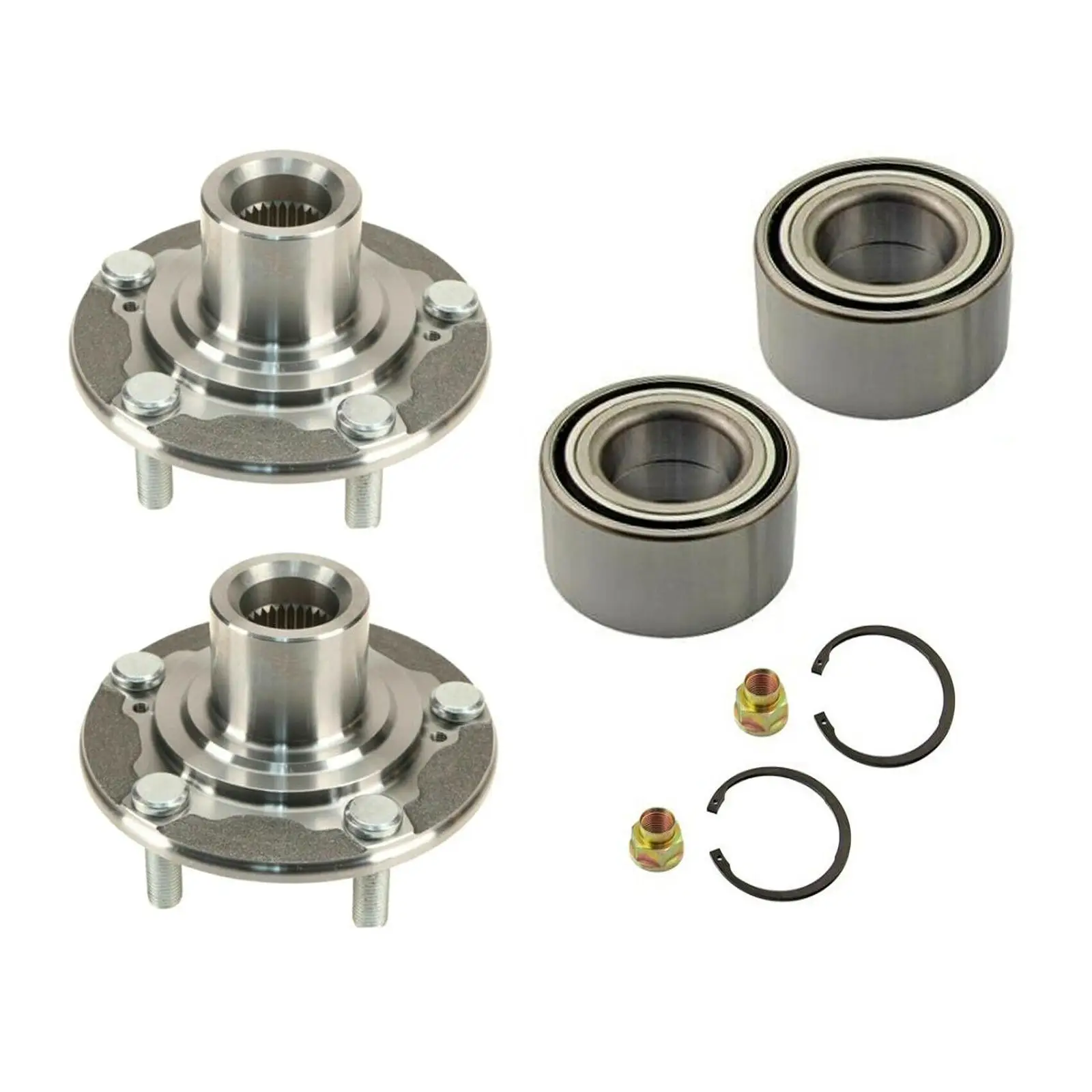 2 Pieces Front Wheel Hub and Bearing Repair Kits 510118 Accessories Easy to Install with Retaining Clips Nuts 44600-t2f-a01