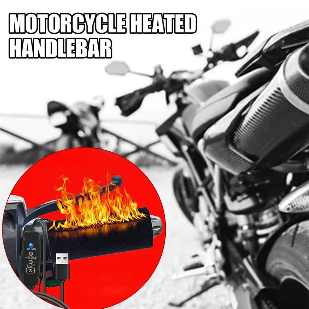 오토바이 히팅 핸드그립 12V 유니버설 USB 전기 히팅 그립 커버 3단계 전기 히팅 핸들 커버 빠른 가열 키트