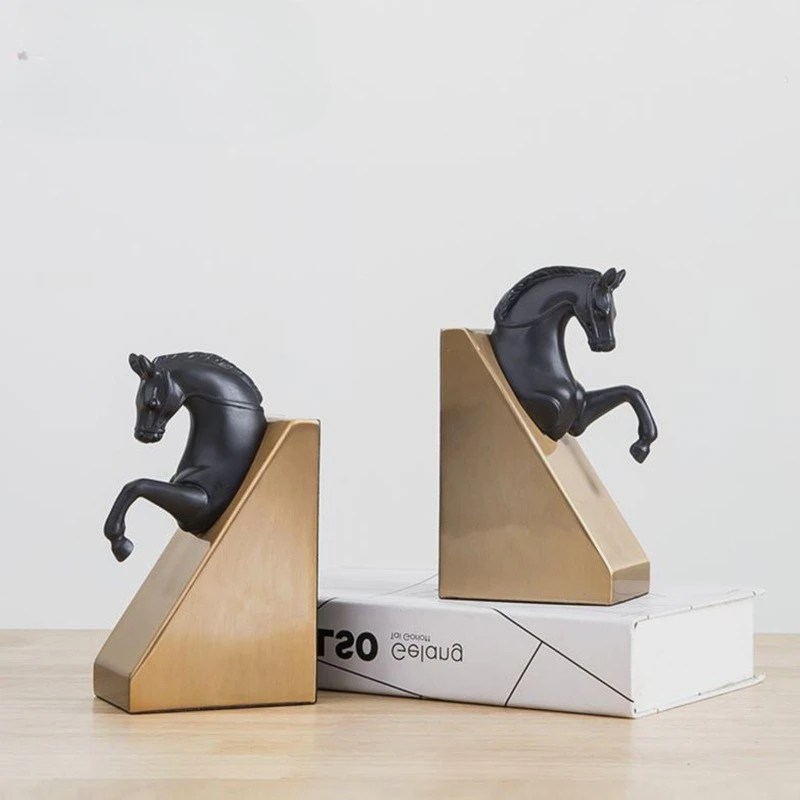 

European Style Light Luxury Horse Head Bookends Home Hotel Animal Decoration Gift Handicrafts