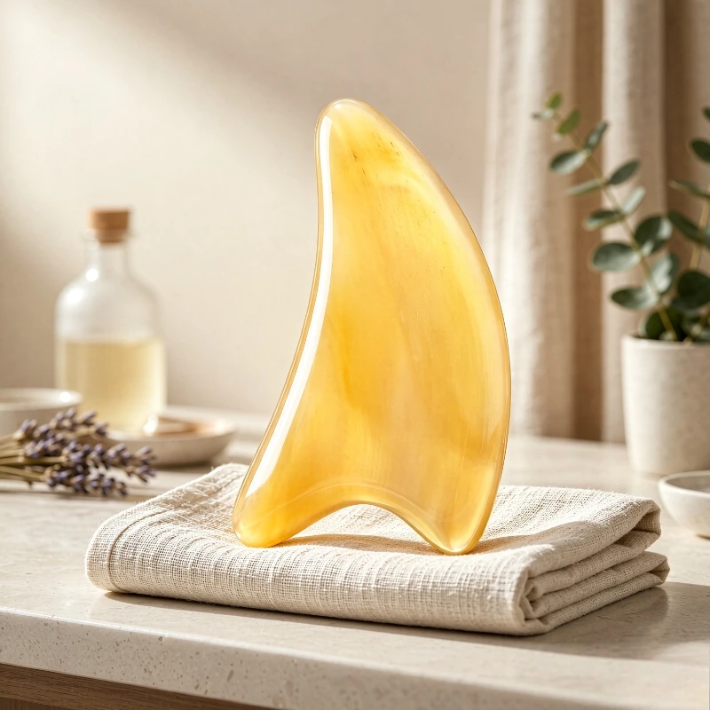Hand Polished Buffalo Horn Gua Sha Board Rounded Facial Massage Scraper Face Neck Body Beauty Skin Care Tool Gifts 소뿔 괄사