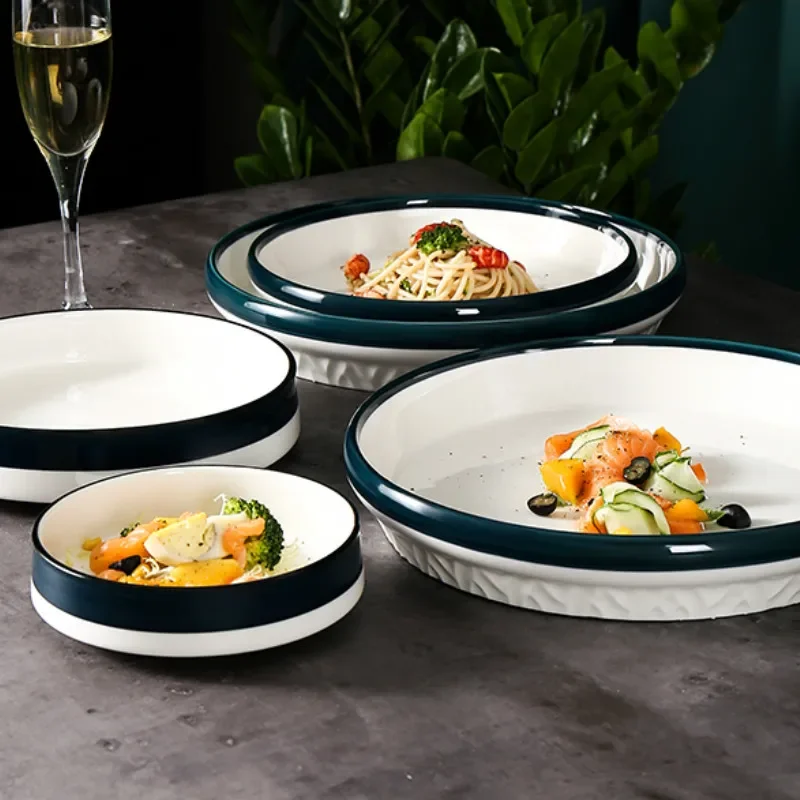 Northern Europe Ceramic Plate Fruit Salad Dessert Christmas Plates Home Party Round Trays Decorative Main Course Tableware