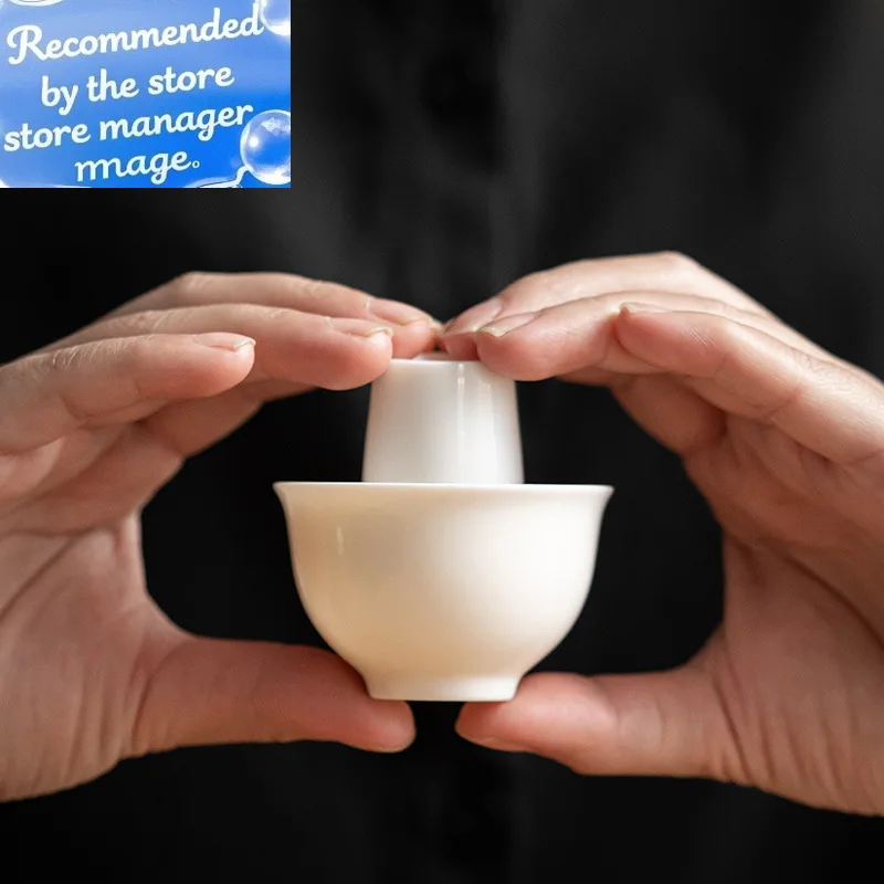

White Porcelain Teacup 25ml Sheep Fat Jade Chinese Small Tea Tasting Teaware Cup Smell Fragrance Teacups Kung Fu Cup Set