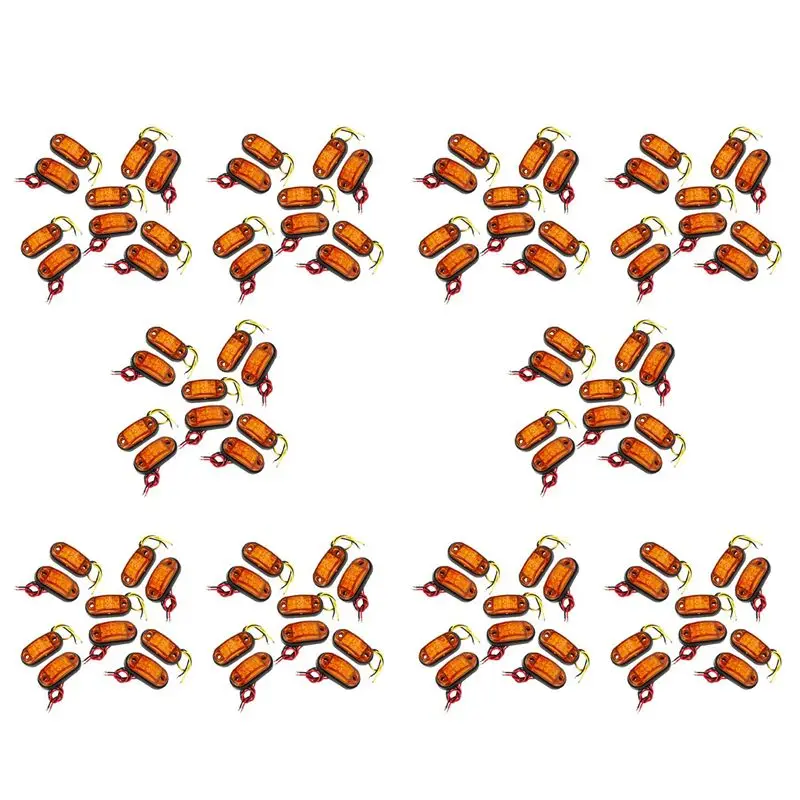 

100 шт. овальных светодиодных габаритных фонарей янтарного цвета с 2 LED-элементами для прицепов, грузовиков и легковых автомобилей