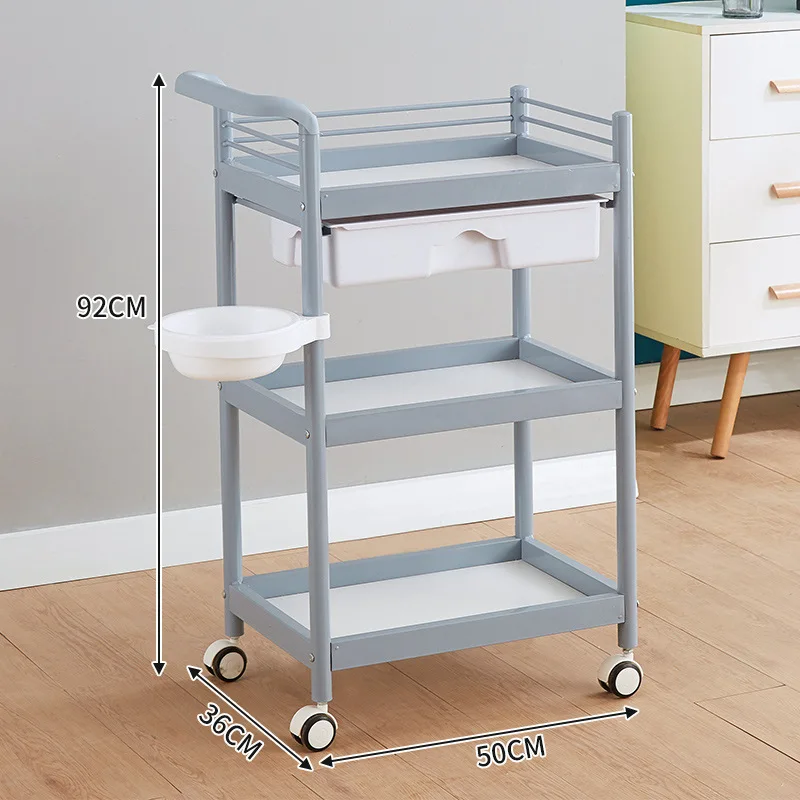 Carbon Steel Hair Salon Storage Organizer Movable Trolley Cart Beauty Equipment Tool Rolling Cart for Salon