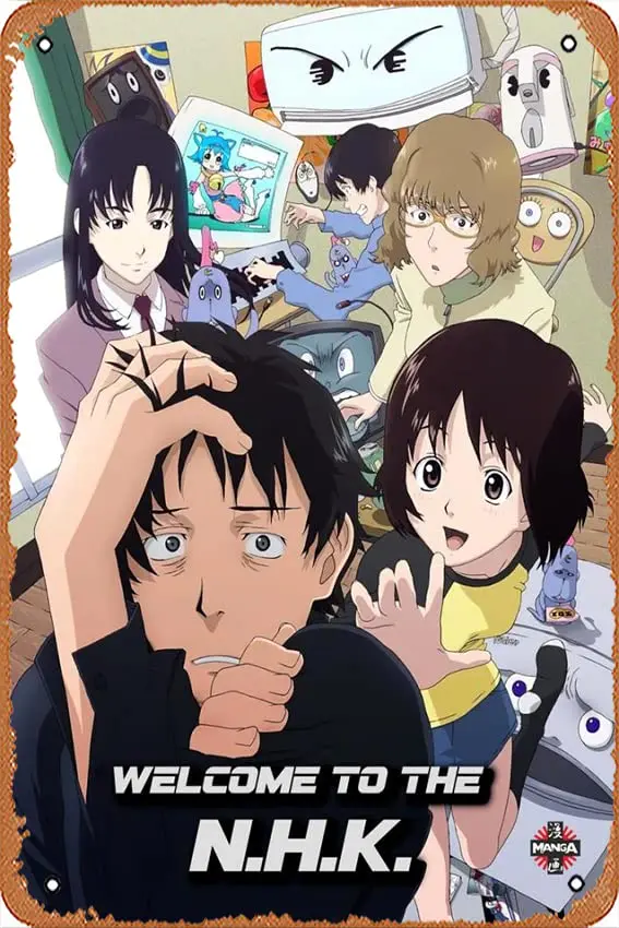 مرحبًا بكم في ملصق NHK Anime Manga مقاس 8 × 12 بوصة - لافتة قصدير معدنية عتيقة كلاسيكية للمنزل والحانة وديكور المرآب وهدايا الفيلم