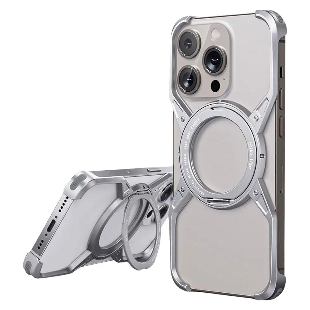 The Rotating Magnetic Bracket Is Suitable For Apple Phone Shell Cooling Hollow Aluminum Alloy Without A Frame O2I7