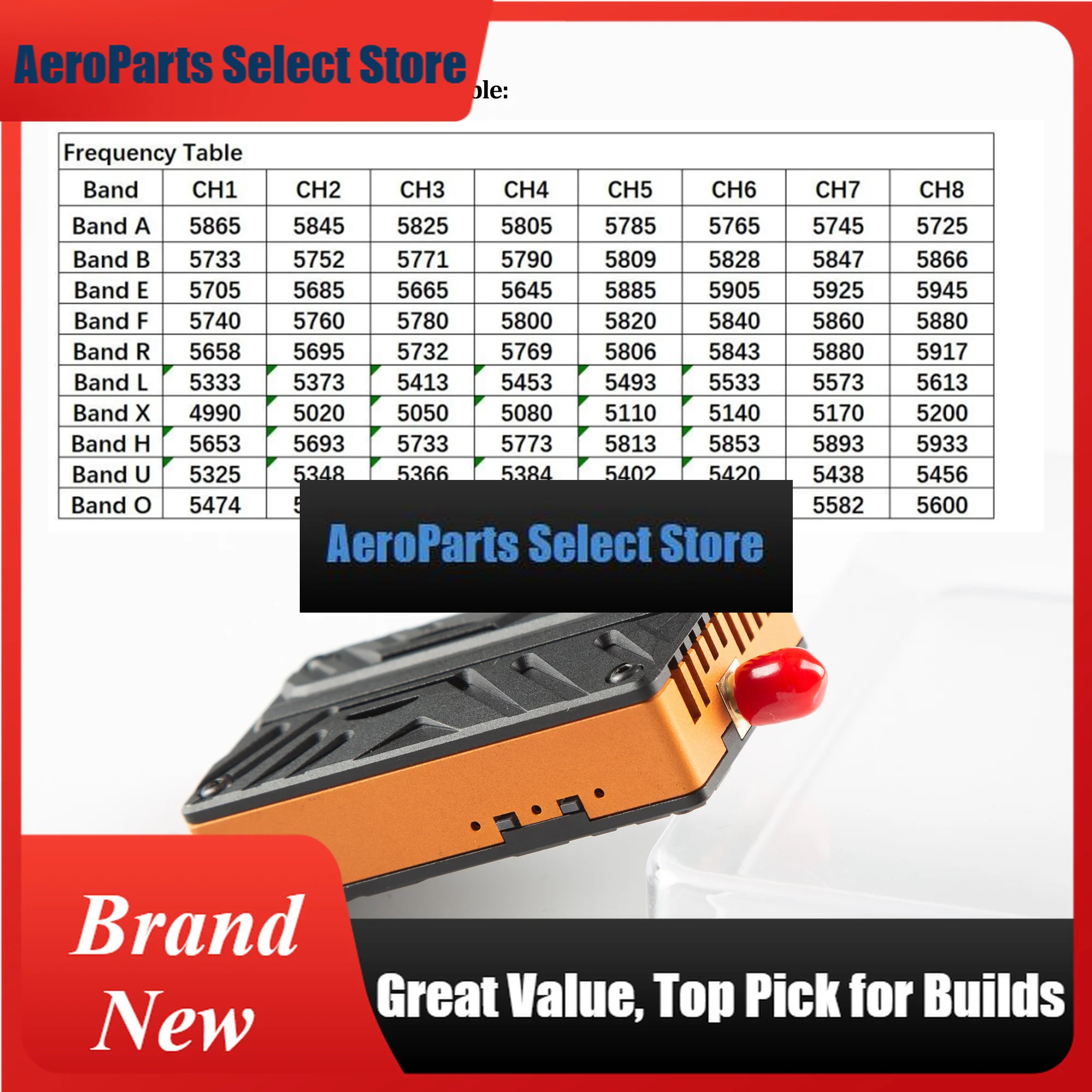 AeroParts4.9G 5.8G 7W VTX 4.9Ghz-6Ghz 80CH Video Transmitter Support 2S-8S With CNC Shell For RC FPV Long Range Fixed-wing Drone