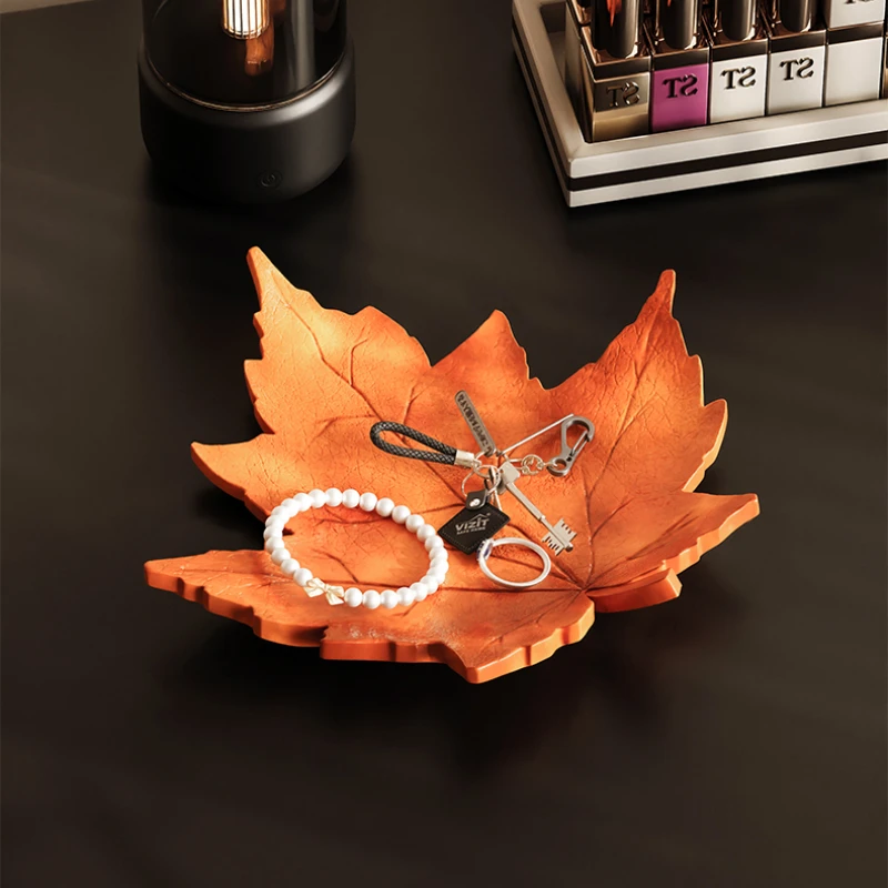 

Maple Leaf Jewelry Tray Entryway Key Organizer & Living Room Decor Multi-Use Snack Bowl for Tabletop New Year Gift & Home Art