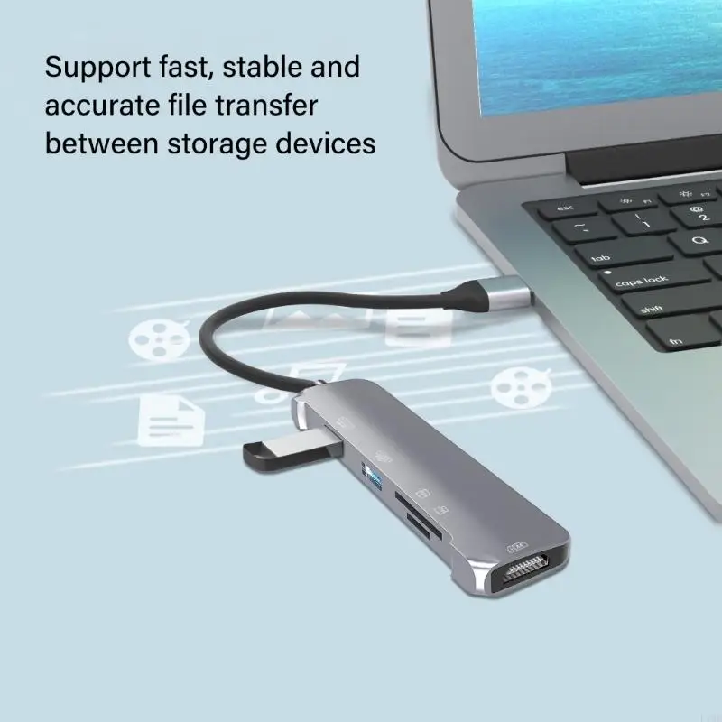 

Док-станция расширения USB C, 5 портов, 4K UHD, USB3.0, быстрая зарядка, алюминиевая конструкция, универсальная совместимость,
