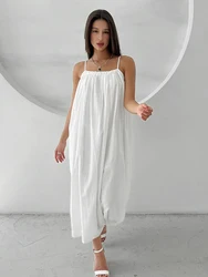 Mathaqiqi Summer Loose Ladies Sleepwear Sexy Spaghetti Strap Pajamas Backless Nightgowns Ankle-Length Dress Casual Home Clothes