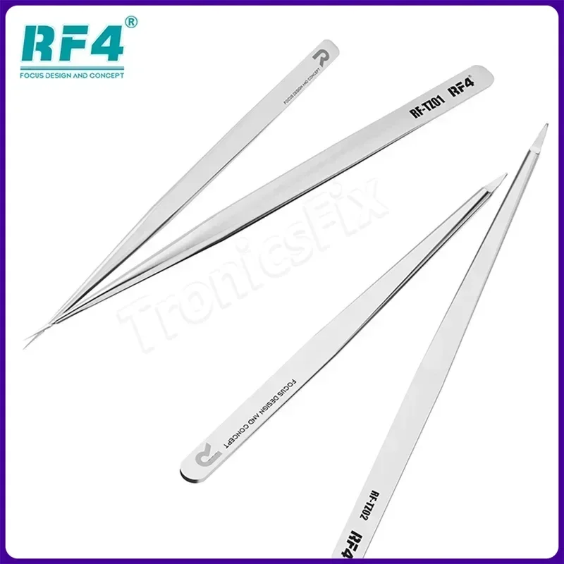 RF4 RF-TZ01/02 New Ultra Sharp Stainless Steel Non-Magnetic Tweezers Mobile Phone Flying Wire IC Chip Repair Clamping Tweezer