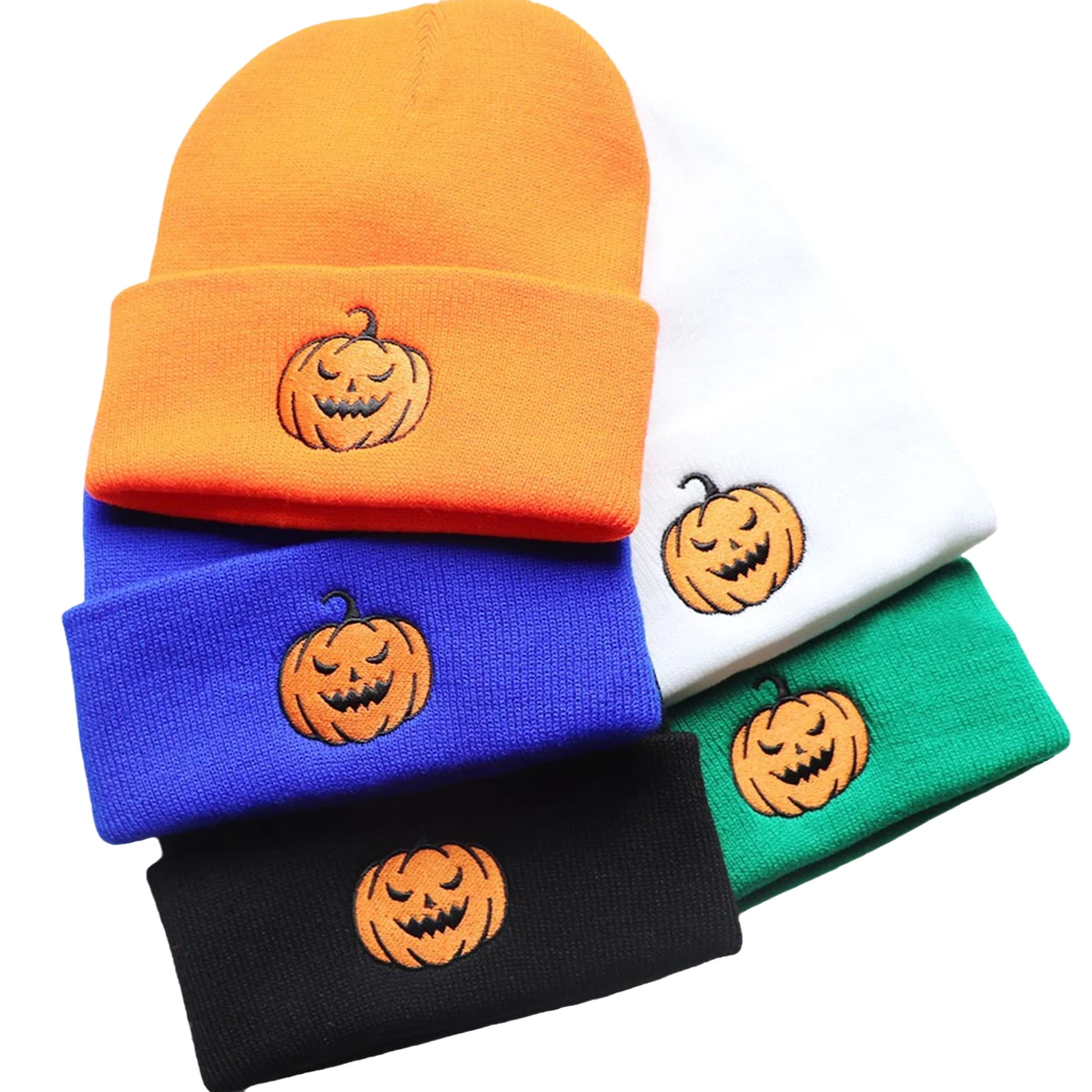 Unisex New Hat Autumn Halloween Pumpkin Devil Embroidered Knitted Hat Over Warm Peas Cold Hat Students Cap