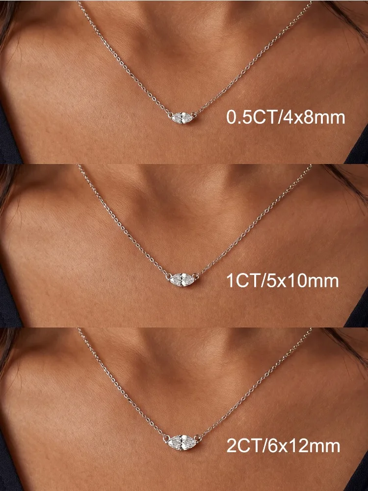 925 Sterling Silber Minimalismus Mode Marquise Zirkon Halskette für Frauen Verlobung Hochzeit Party Hochwertiger edler Schmuck – Detail 14