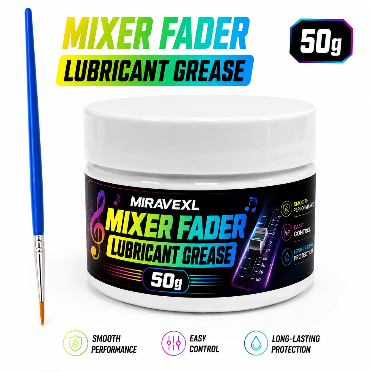 MIRAVEXL 50g Mixer Fader Lubricant Grease Fader Cleaner Smooth Performance Protection for DJStudio Mixing Boards Brush Included