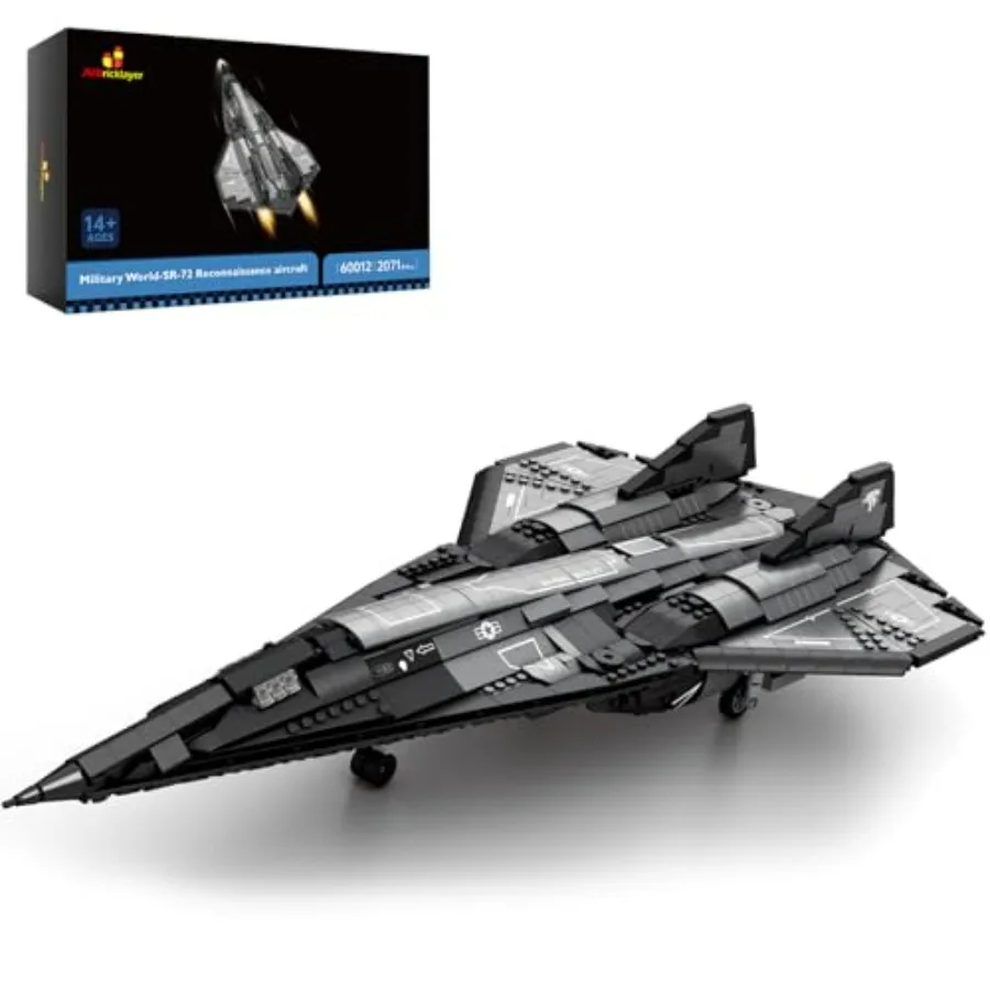 

Military Plane Building Blocks Set 60012 Cool SR-72 Eagle Reconnaissance Aircraft with Black and Silver Finish Collectible Disp