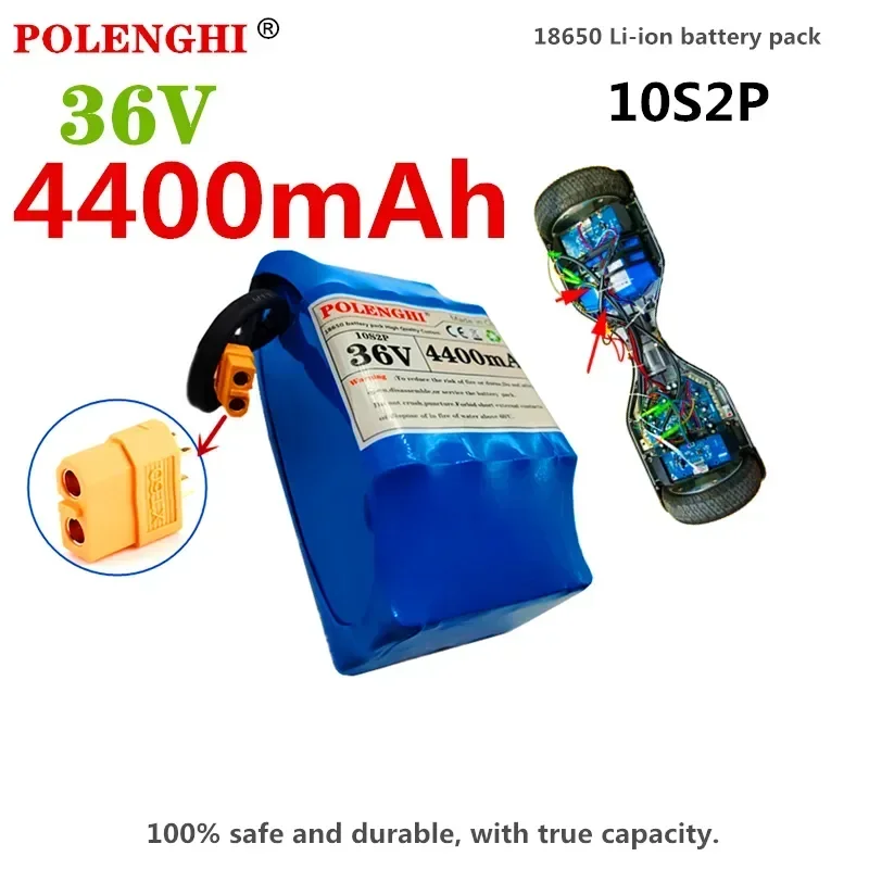 

100%true capacity 10S2P 36V 4.4Ah lithium-ion rechargeable battery pack, suitable for electric self priming hovercraft unicycles