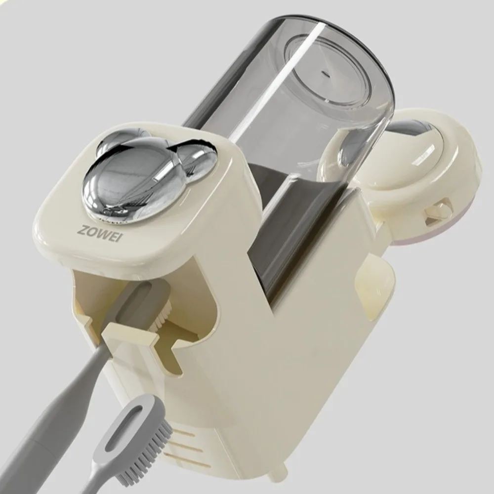 

Punch-free Toothbrush Rack Suction Cup Multifunctional Toothbrush Cup Holder Plastic Wall-mounted Toothbrush Storage Rack