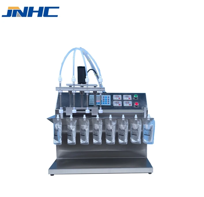 Tes Semi-automatic 4-head Self-supporting Nozzle Bag Filling Machine Milk and Soy Milk Liquid Filling Machine