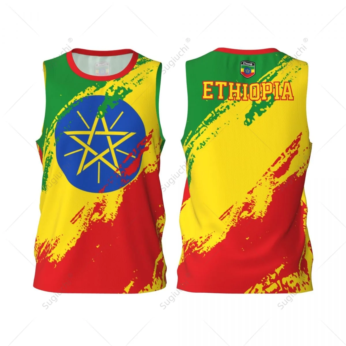 Men Basketball Sports Ethiopia Flag Running Fitness Multifunction Jersey Sleeveless shirt Custom Name Nunber Exclusive