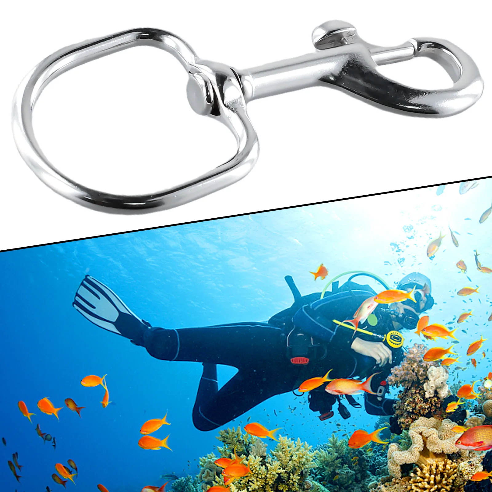 1pc Hook 316 Stainless Steel Swivel Eye Bolt Snap Spring Hook For Scuba Diving Keyring Flag 103*45mm For Diving Outdoor Pets