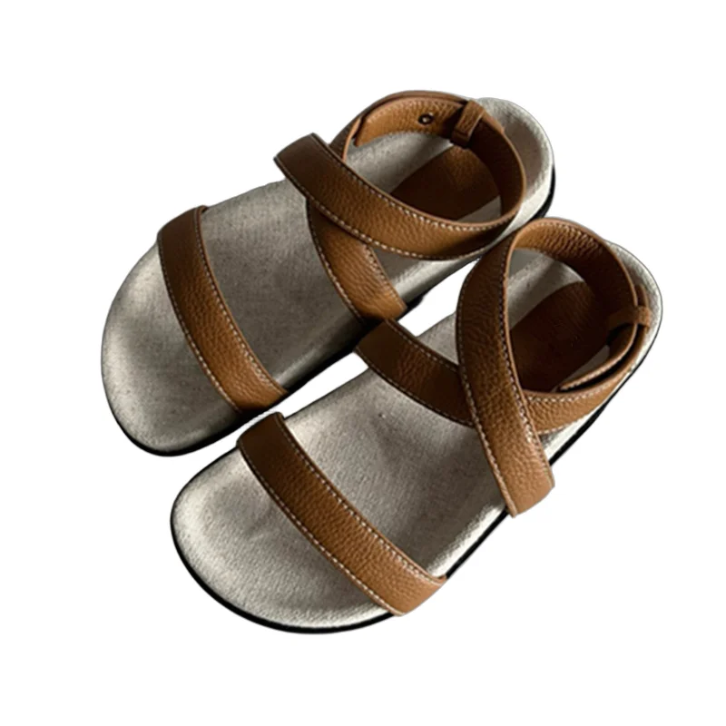 

Withered Vintage Roma Lace Shoes Sandals Women Minimalist Genuine Leather Flast Shoes For Summer Linen Insole Sandals Women