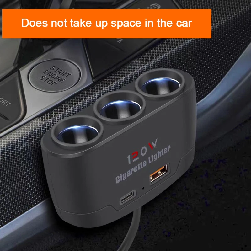 

3 in 1 Dual USB Socket 120W Car Cigarette Lighter Splitter 12V 24V Fast Charger Plug Phone Power Adapter for Car Dvr g