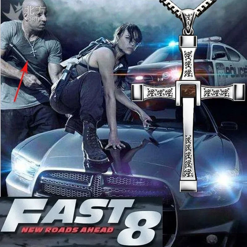 High Quality Cross Pendant Necklace The Fast and The Furious Celebrity Vin Diesel Crystal Jesus Men Chains Item Gift Jewelry