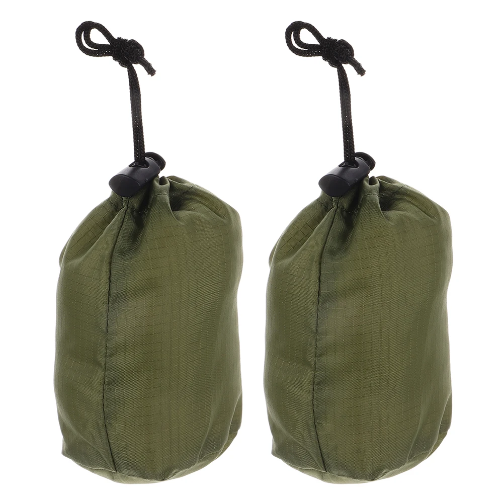 

2pcs Outdoor Raincoat Storage Bags Compact Foldable Drawstring Pouch Waterproof Travel Emergency Cloth Bag for Hiking Camping