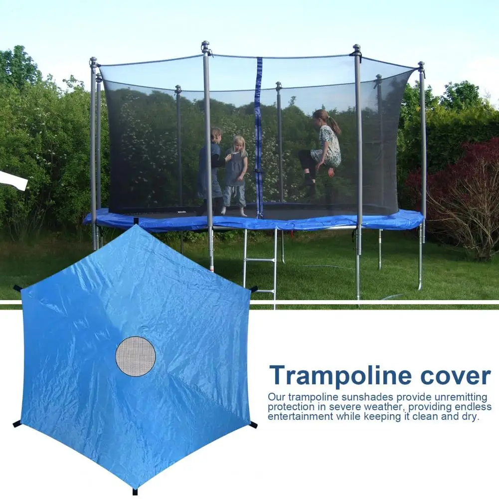 

6/8/10/12/14-Foot Trampoline Sunshade Cover Anti-UV Rainproof Oxford Cloth 6 Poles Trampoline Canopy Sun Protection Tent Cover