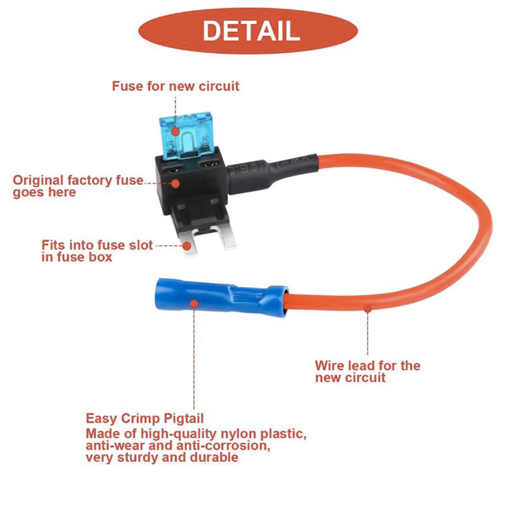 16Pcs Mini Fuse Tap, 12V Add-a-Circuit Adapter With 15 Amp APM ATM Blade Fuse Sets, Puller and Heat Shrink Butt Connector