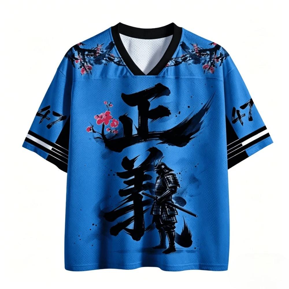 Y2K Japanisches Ukiyo-e Justice Ink Warrior 3D-Druck Sport Schnelltrocknendes Herren-T-Shirt mit V-Ausschnitt Lässige modische Eltern-Kind-Kleidung – Detail 5