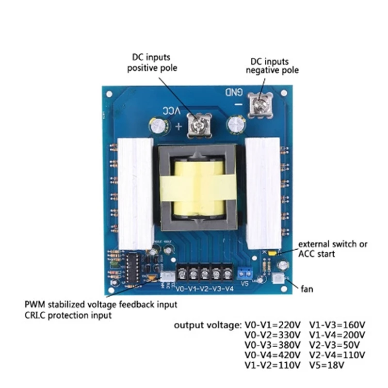 DC 12V TO AC 220V 380V 500W 1000W Inverter Boost Board Transformer Power Car Converter Module