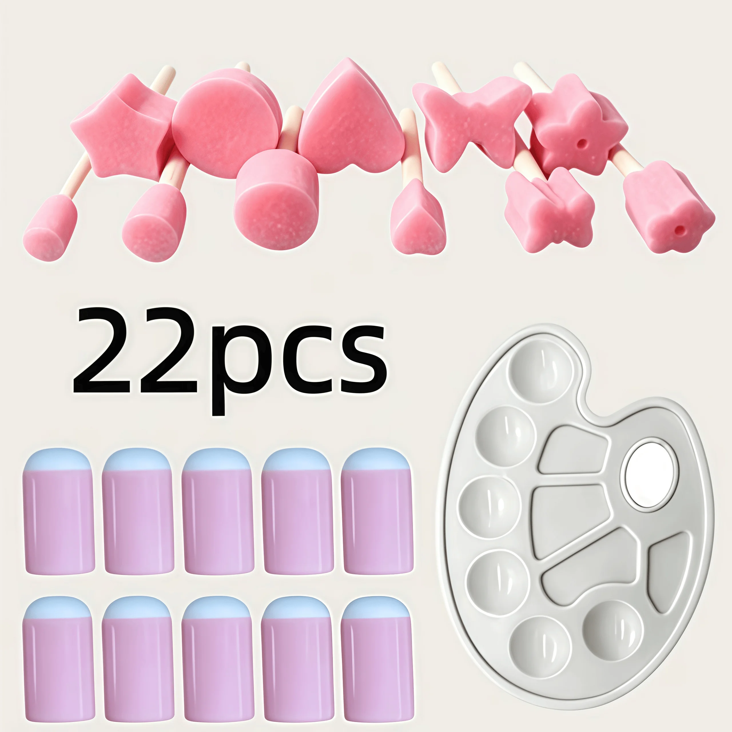 22Pcs Pink Sponge Stamps, Washable DIY Art Brushes for Card Making & Pottery, Craft Tools for Beginners & Hobbyists