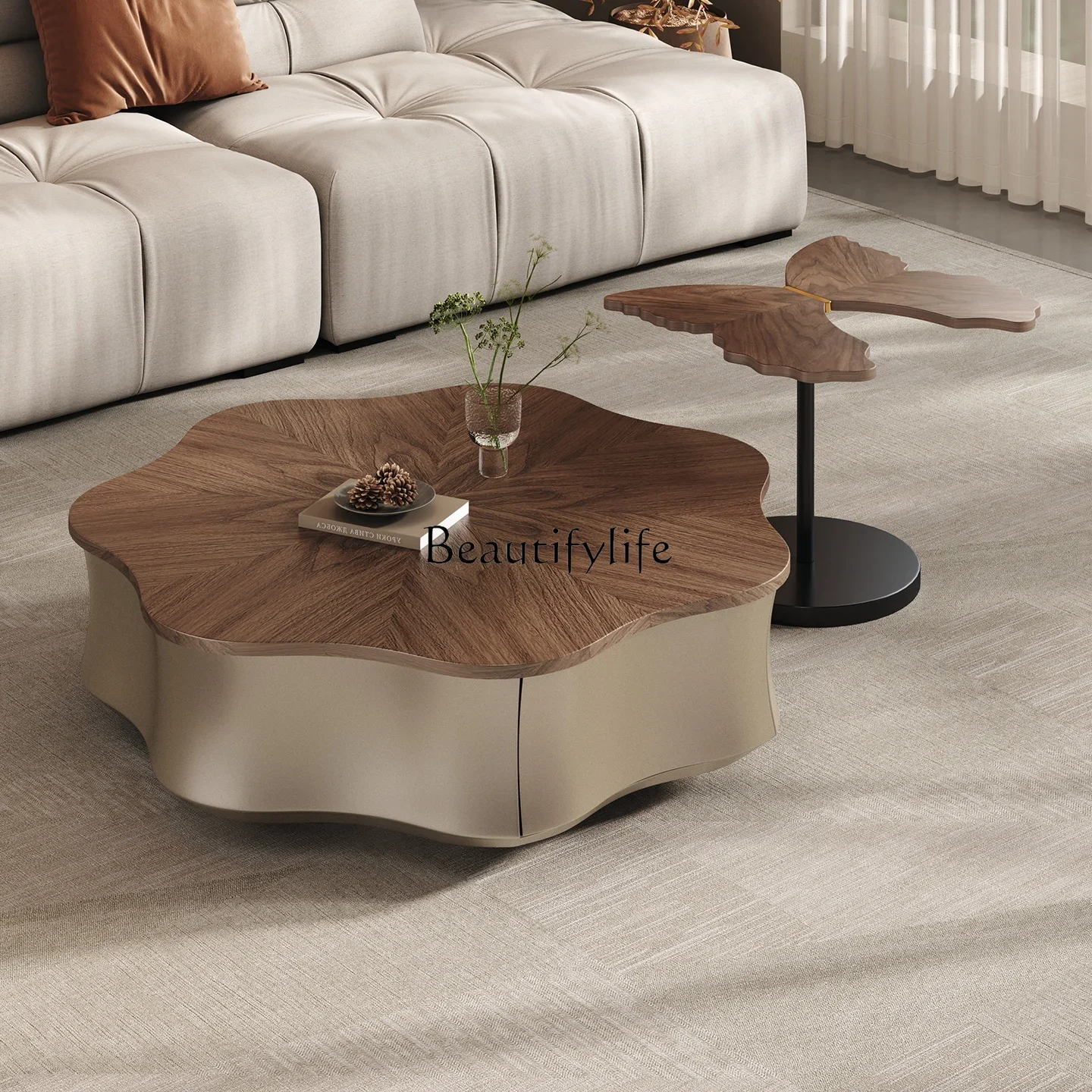 

LJYItalian Style Petal Coffee Table 2025 Living Room High-end Minimalist Irregular Modern Coffee Table
