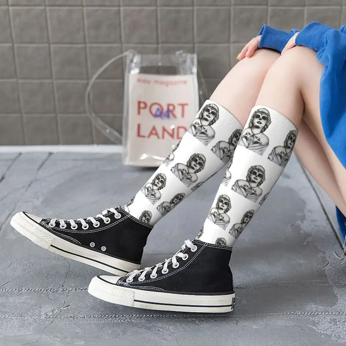 الجمجمة مارلين مونرو الجوارب Harajuku جوارب عالية الجودة كل موسم الجوارب الطويلة اكسسوارات للرجل المرأة هدايا عيد الميلاد