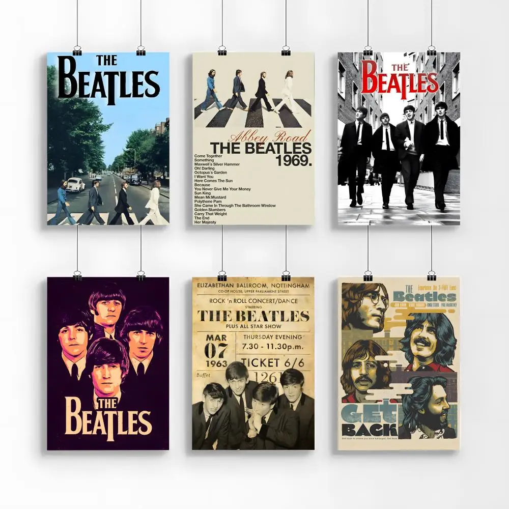 Poster Self-adhesive Painting with prints Home bedroom living room decoration B-Band T-The Beatles